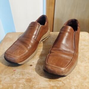 Bacco Bucci Men's US 10.5 Italian Brown Leather Casual Slip On Loafer Shoes